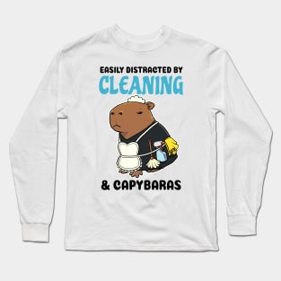 Easily Distracted by Cleaning and Capybaras Long Sleeve T-Shirt